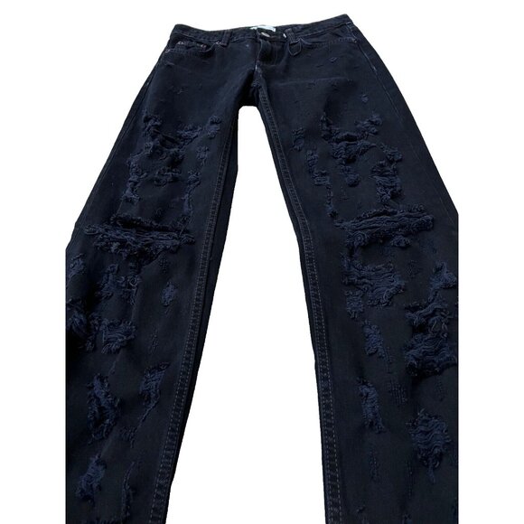 Zara Destroyed Rip All Over Jeans Black ( US 2 ) - Picture 2 of 4